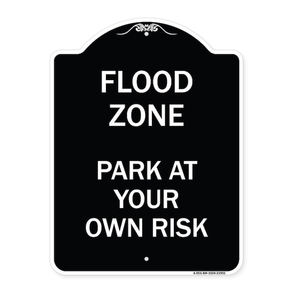 Signmission Designer Series Sign Flood Zone, Black & White Heavy-Gauge Aluminum Sign, 24" x 18", BW-1824-23951 A-DES-BW-1824-23951 - main